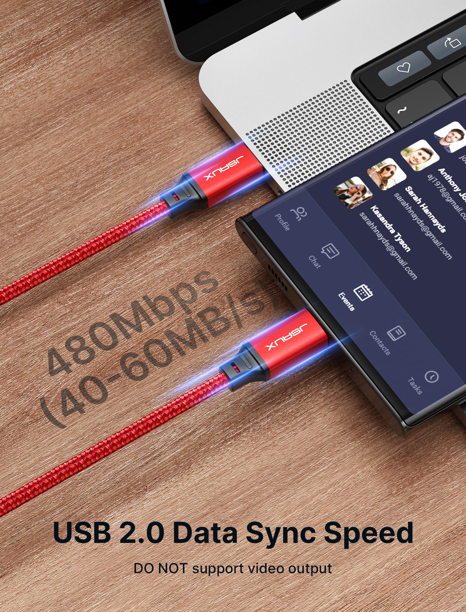 Foto 8 pulgar | Cable Usb C A Usb C Jsaux De Carga Rápida De 100 W  Paquete De 2 M  Rojo - Venta Internacional.