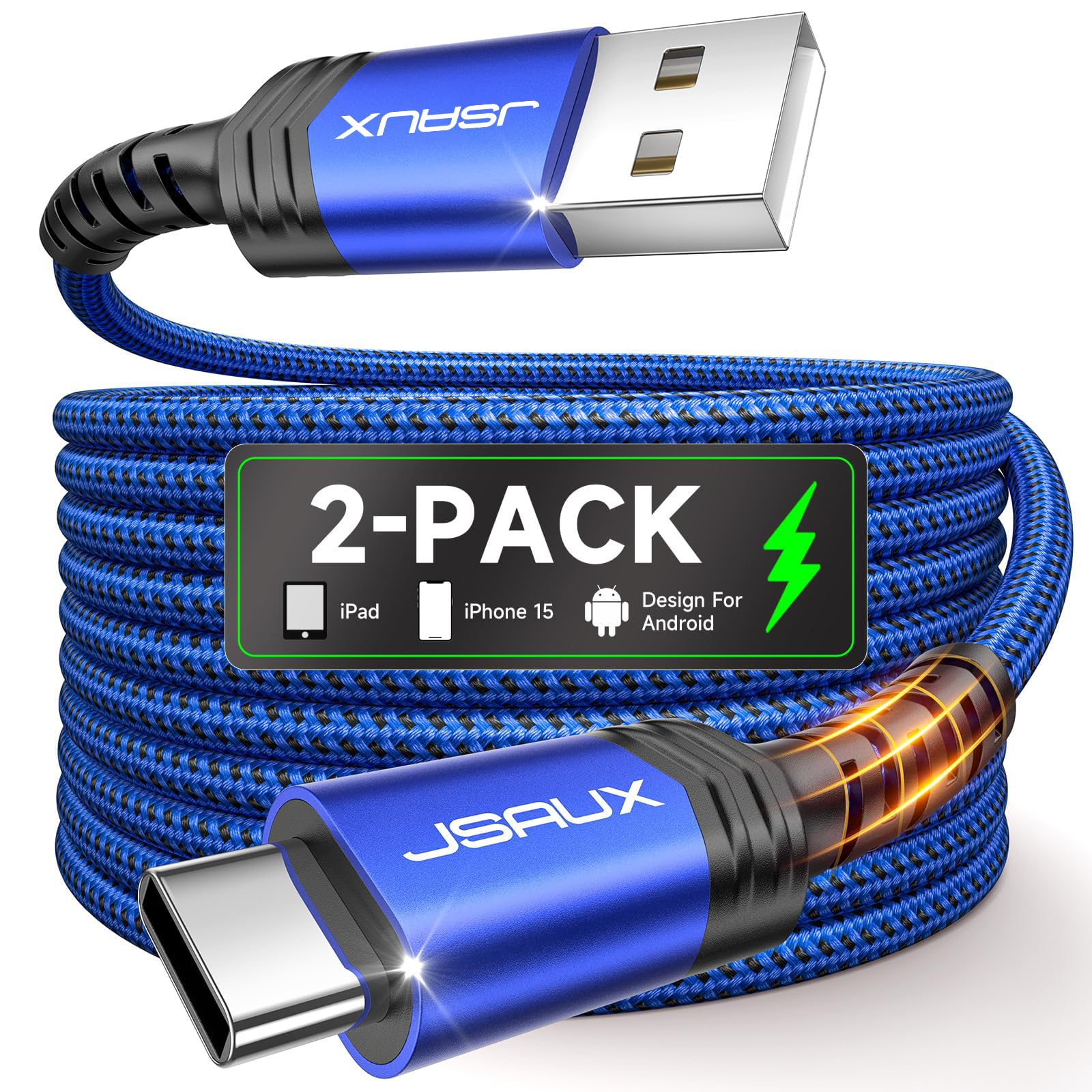 Foto 2 pulgar | Cable Usb C Jsaux [paquete De 2 M] De Carga Rápida Para Iphone Samsung - Venta Internacional.