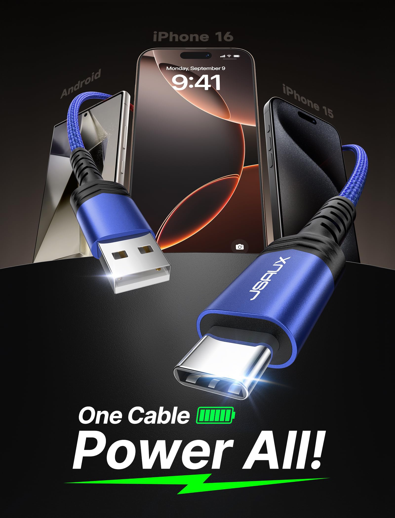 Foto 3 pulgar | Cable Usb C Jsaux [paquete De 2 M] De Carga Rápida Para Iphone Samsung - Venta Internacional.