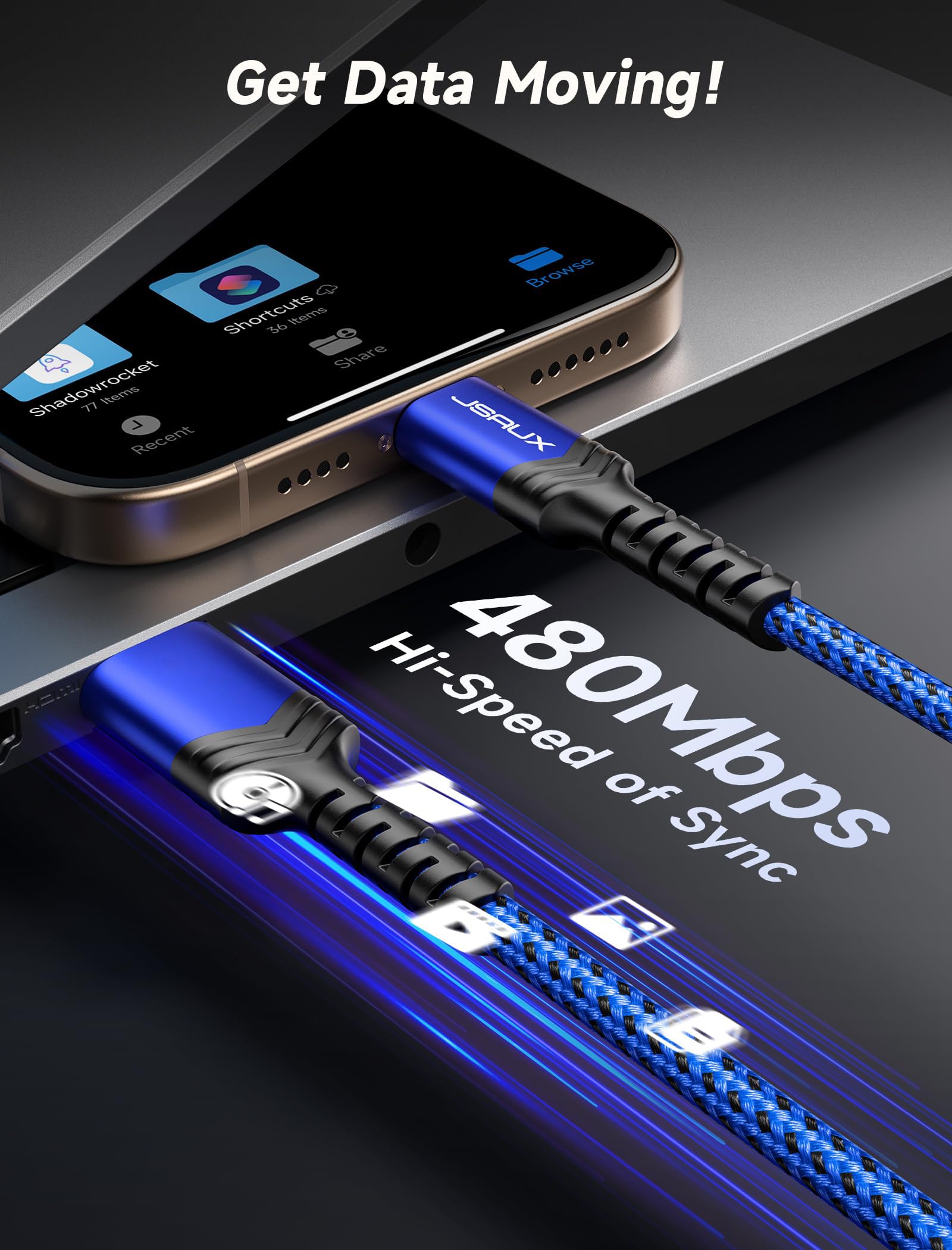 Foto 7 | Cable Usb C Jsaux [paquete De 2 M] De Carga Rápida Para Iphone Samsung - Venta Internacional.