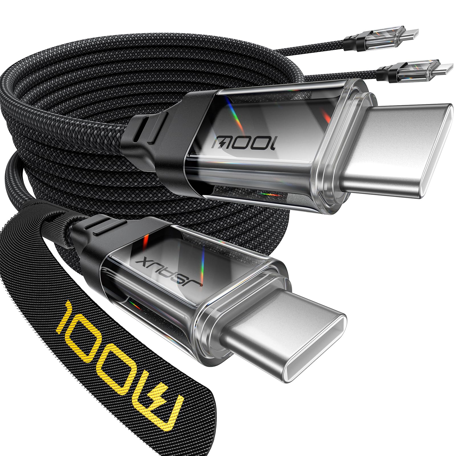 Foto 1 | Cable Usb C A Usb C Jsaux 100 W  6.6 Pies (paquete De 2)  Color Negro Cristalino - Venta Internacional.
