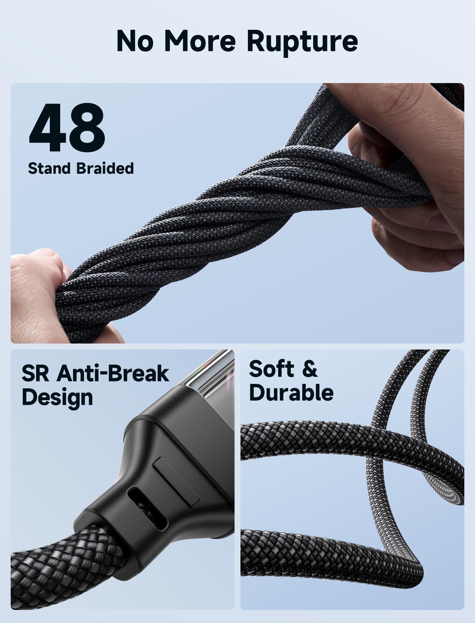 Foto 6 | Cable Usb C A Usb C Jsaux 100 W  6.6 Pies (paquete De 2)  Color Negro Cristalino - Venta Internacional.