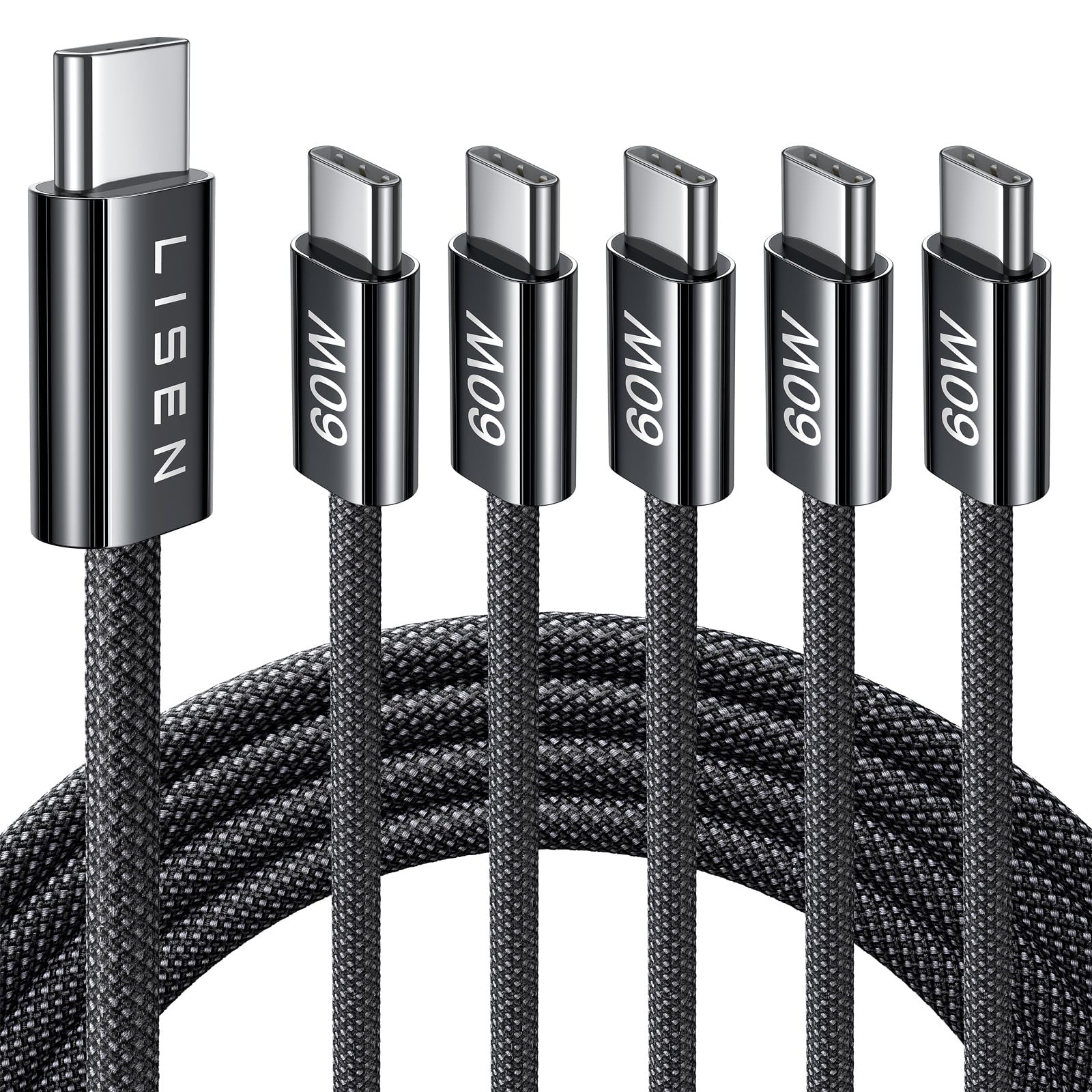 Foto 2 pulgar | Cable De Carga Lisen Tipo C Usb-c A Usb-c De 60 W  Paquete De 5 M - Venta Internacional.