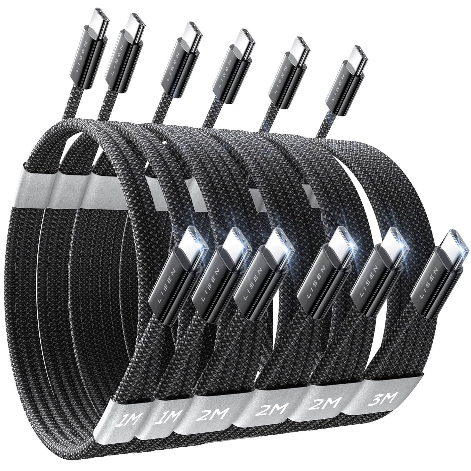 Cable Usb-c A Usb-c Lisen De Carga Rápida De 60 W  Paquete De 6 [1/1/2/2/2/3 M] - Venta Internacional. $648