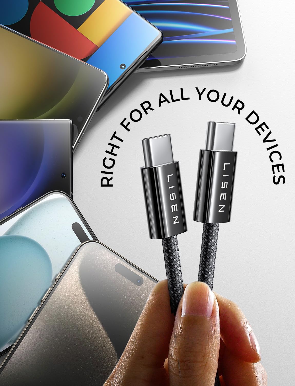 Foto 6 | Cable Usb-c A Usb-c Lisen De Carga Rápida De 60 W  Paquete De 6 [1/1/2/2/2/3 M] - Venta Internacional.