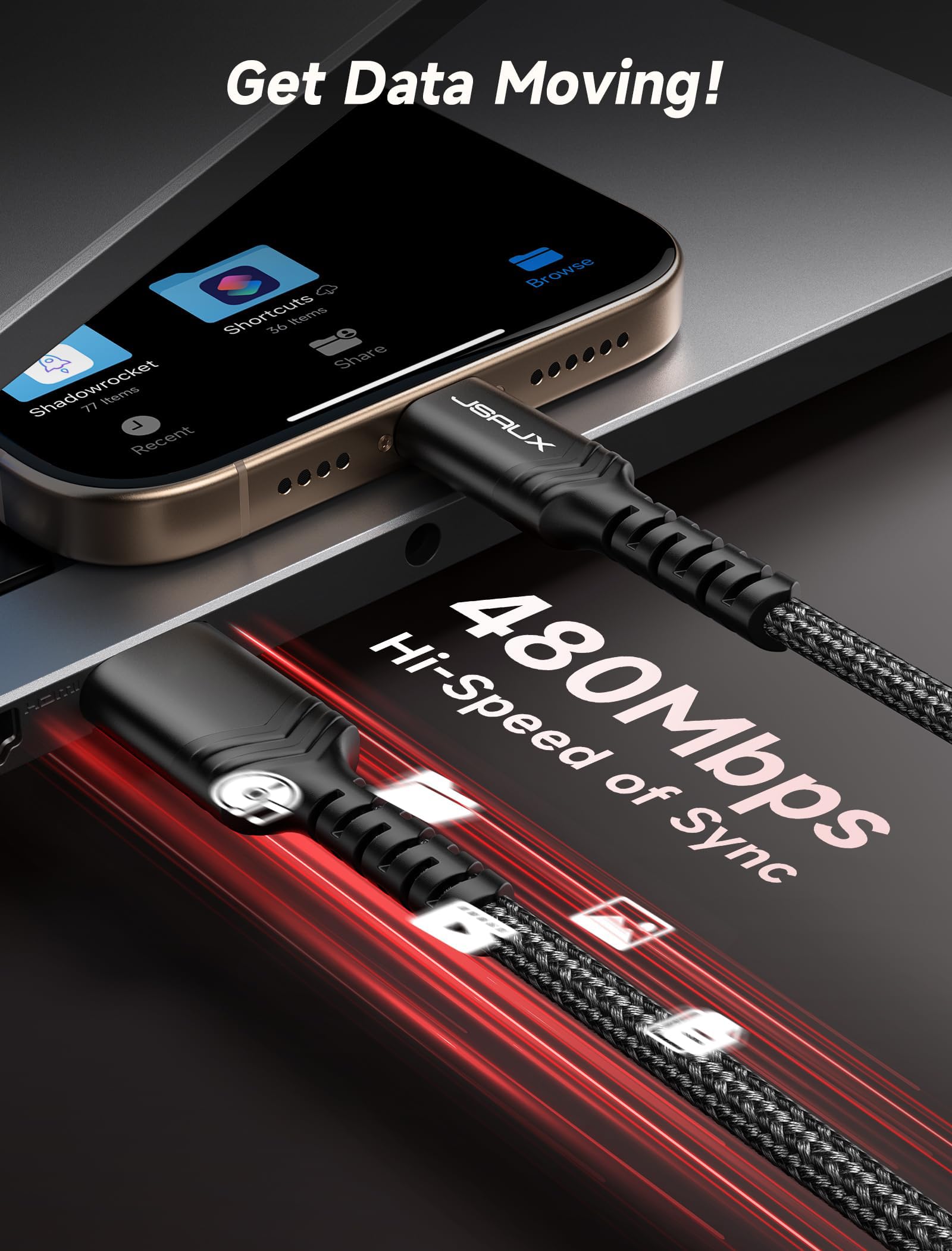 Foto 8 pulgar | Cable Usb C Jsaux  Paquete De 2 M  Carga Rápida Para Iphone Samsung  Negro - Venta Internacional.