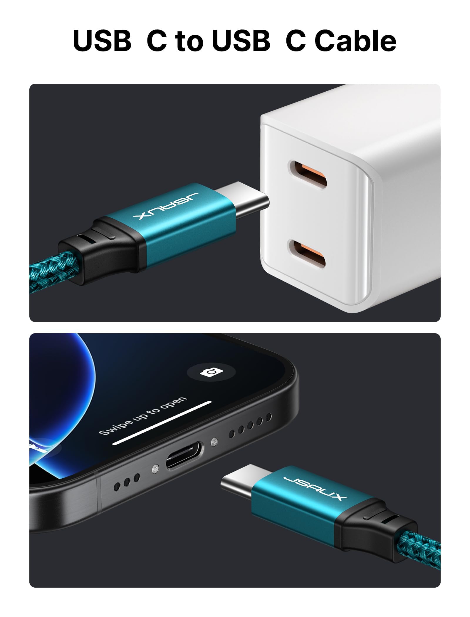 Foto 2 | Cable Usb C A Usb C Jsaux De Carga Rápida De 100 W  Paquete De 2 M - Venta Internacional.
