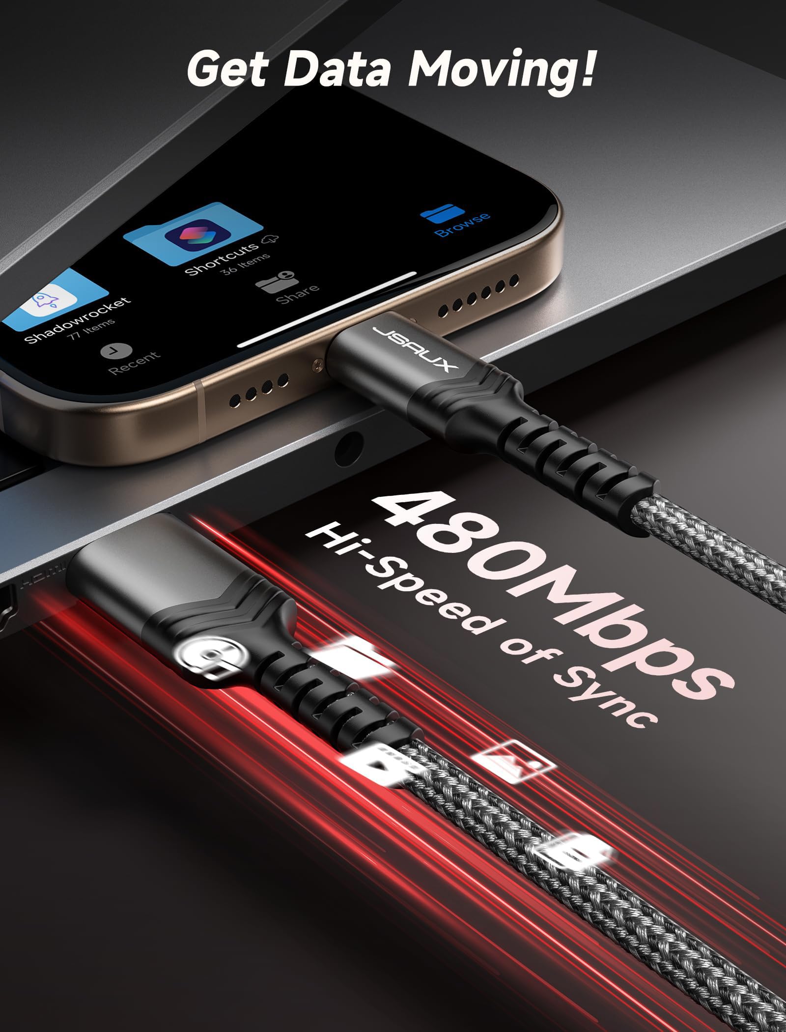 Foto 7 | Cable Usb C Jsaux 3.1 A De Carga Rápida  Paquete De 3 (3 M+2 M+1 M)  Gris - Venta Internacional.