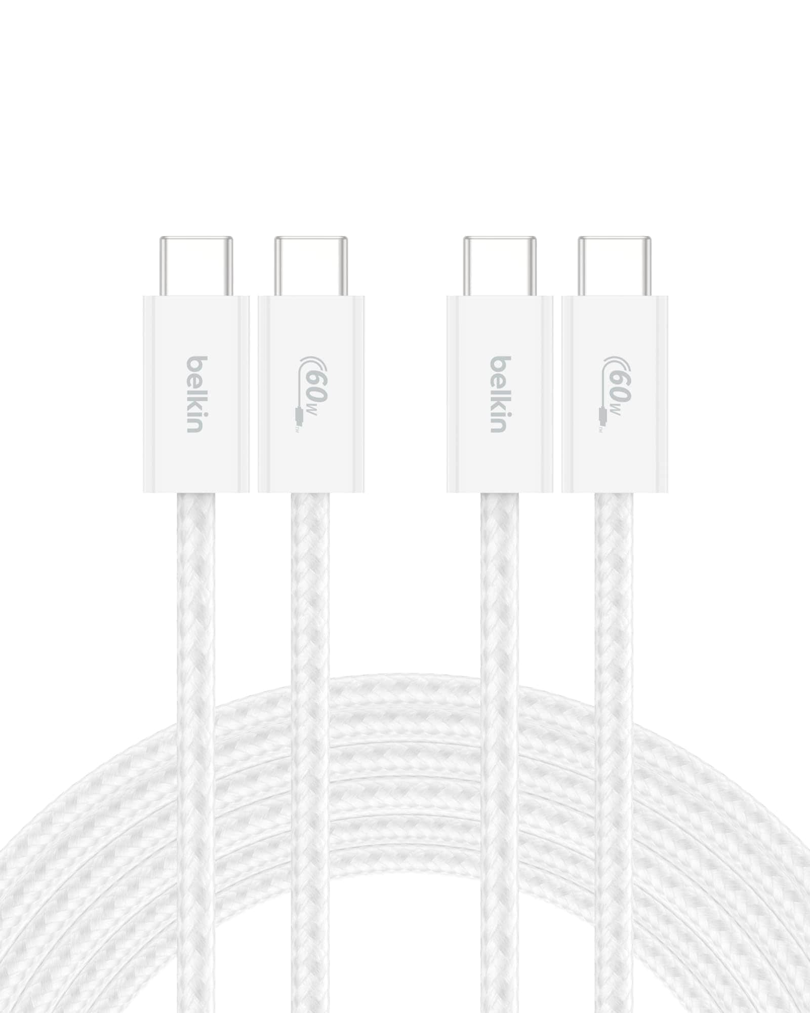Cable Usb C A Usb C  Paquete De 2 Unidades  Belkin  3 M  60 W  Para Iphone 16  Color Blanco - Venta Internacional. $697