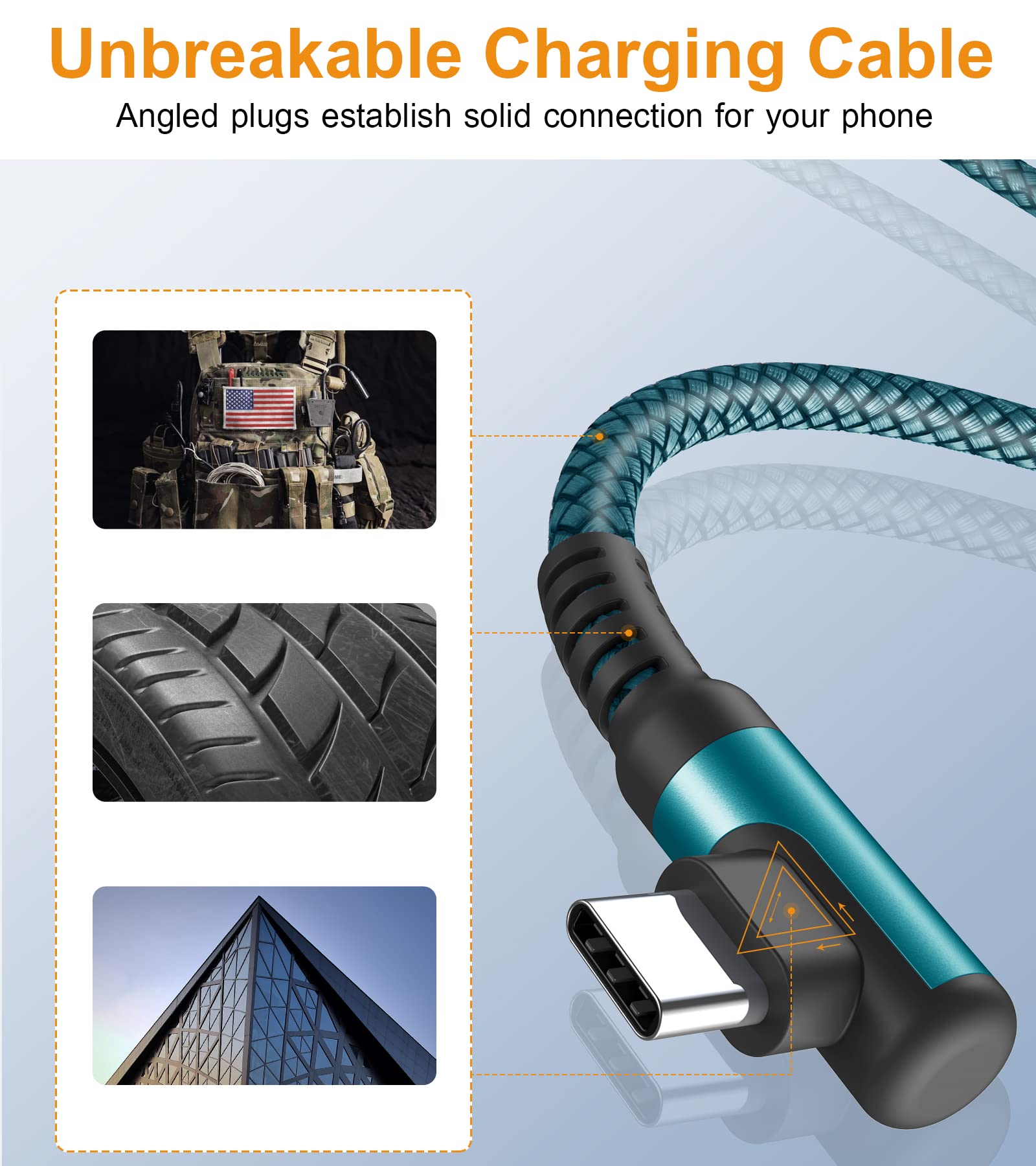 Foto 5 | Cable Cargador Usb Tipo C Sweguard En Ángulo Recto [paquete De 2  3 M] - Venta Internacional.