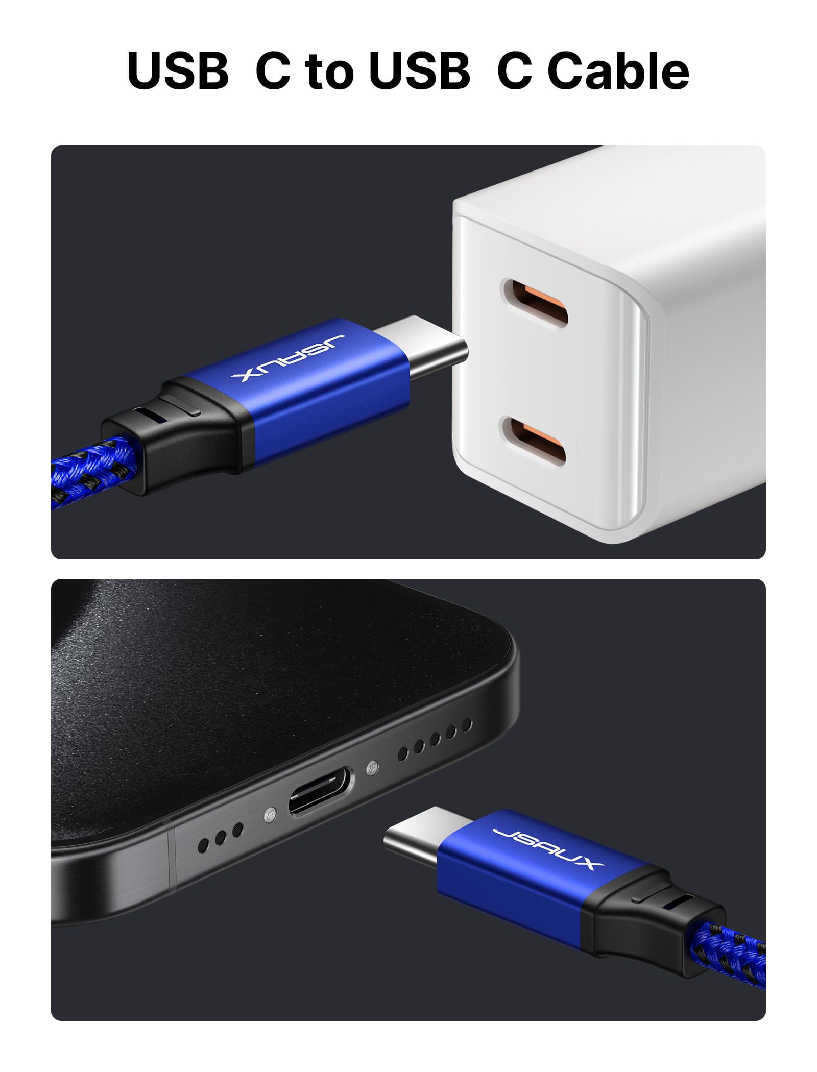 Foto 3 pulgar | Cable Usb C A Usb C Jsaux De Carga Rápida De 100 W  Paquete De 2 M  Azul - Venta Internacional.