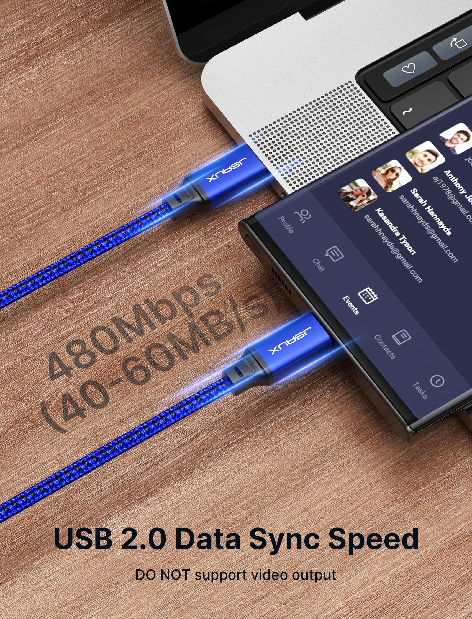 Foto 5 | Cable Usb C A Usb C Jsaux De Carga Rápida De 100 W  Paquete De 2 M  Azul - Venta Internacional.