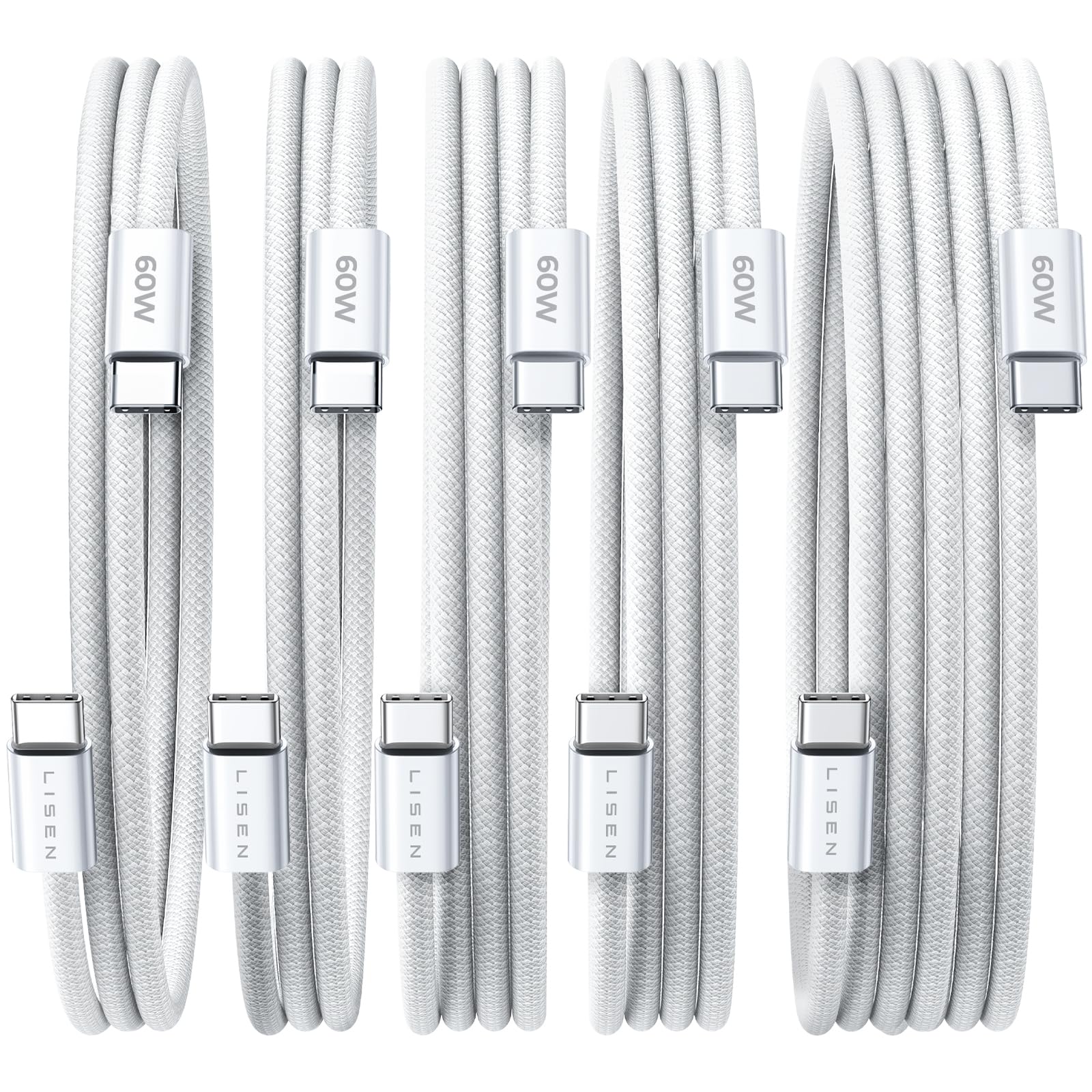 Foto 2 pulgar | Cable Usb C A Usb C Lisen  Paquete De 5 Unidades  1 M/2 M/2 M/3 M  Para Iphone 16 - Venta Internacional.