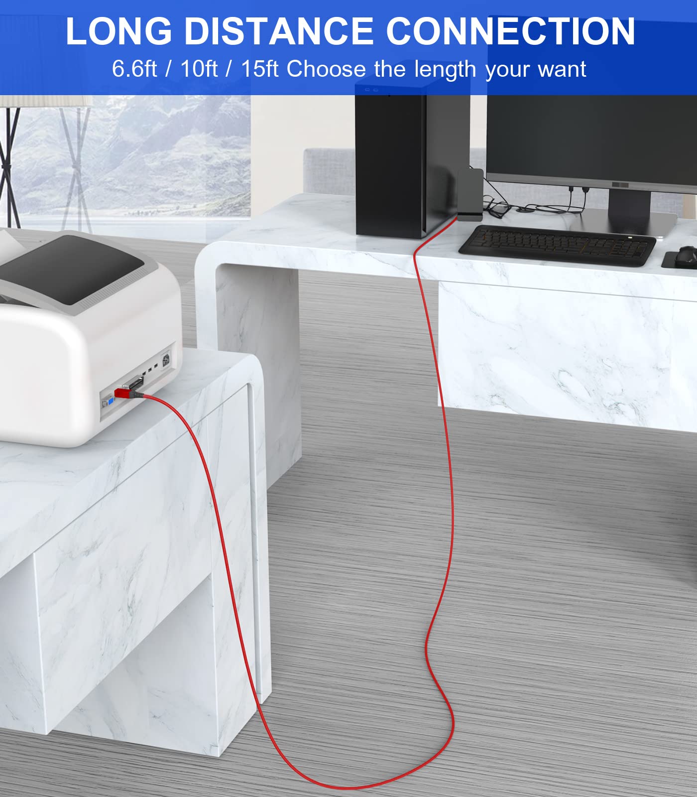 Foto 5 | Cable De Impresora Sweguard Usb 2.0 Usb-a A Usb-b De 10 Pies  Rojo - Venta Internacional.
