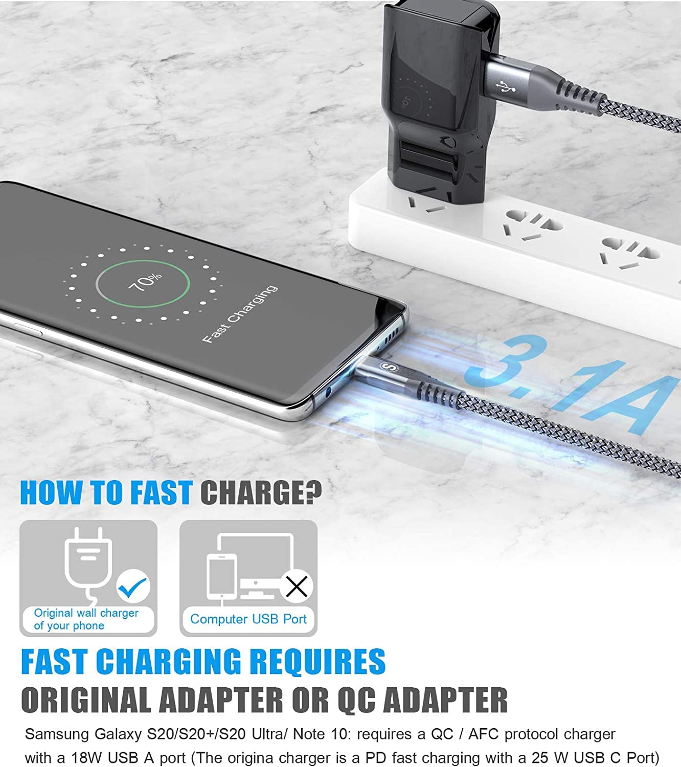 Foto 3 | Cable Cargador Usb Tipo C Sweguard [paquete De 3  2 M+2 M+1 M] Para Iphone 16 - Venta Internacional.