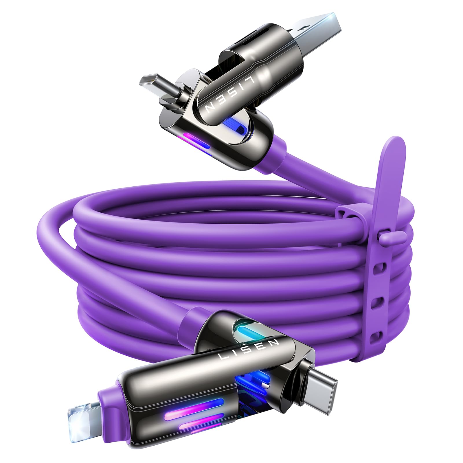 Foto 1 | Cable De Carga Lisen  240 W  Chubby Usb C A Usb C 4 En 1  2 M  Color Morado - Venta Internacional.