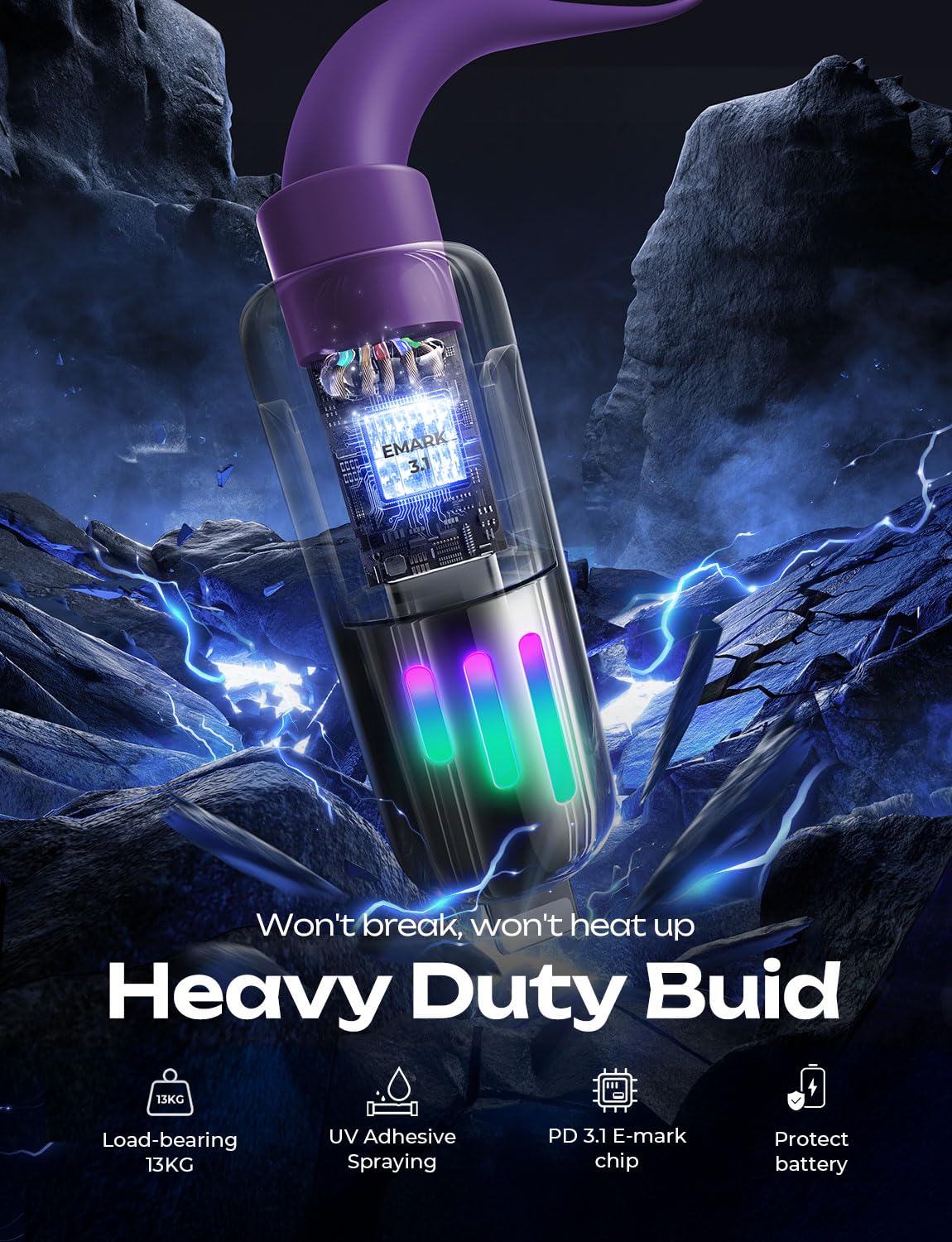 Foto 7 pulgar | Cable De Carga Lisen  240 W  Chubby Usb C A Usb C 4 En 1  2 M  Color Morado - Venta Internacional.
