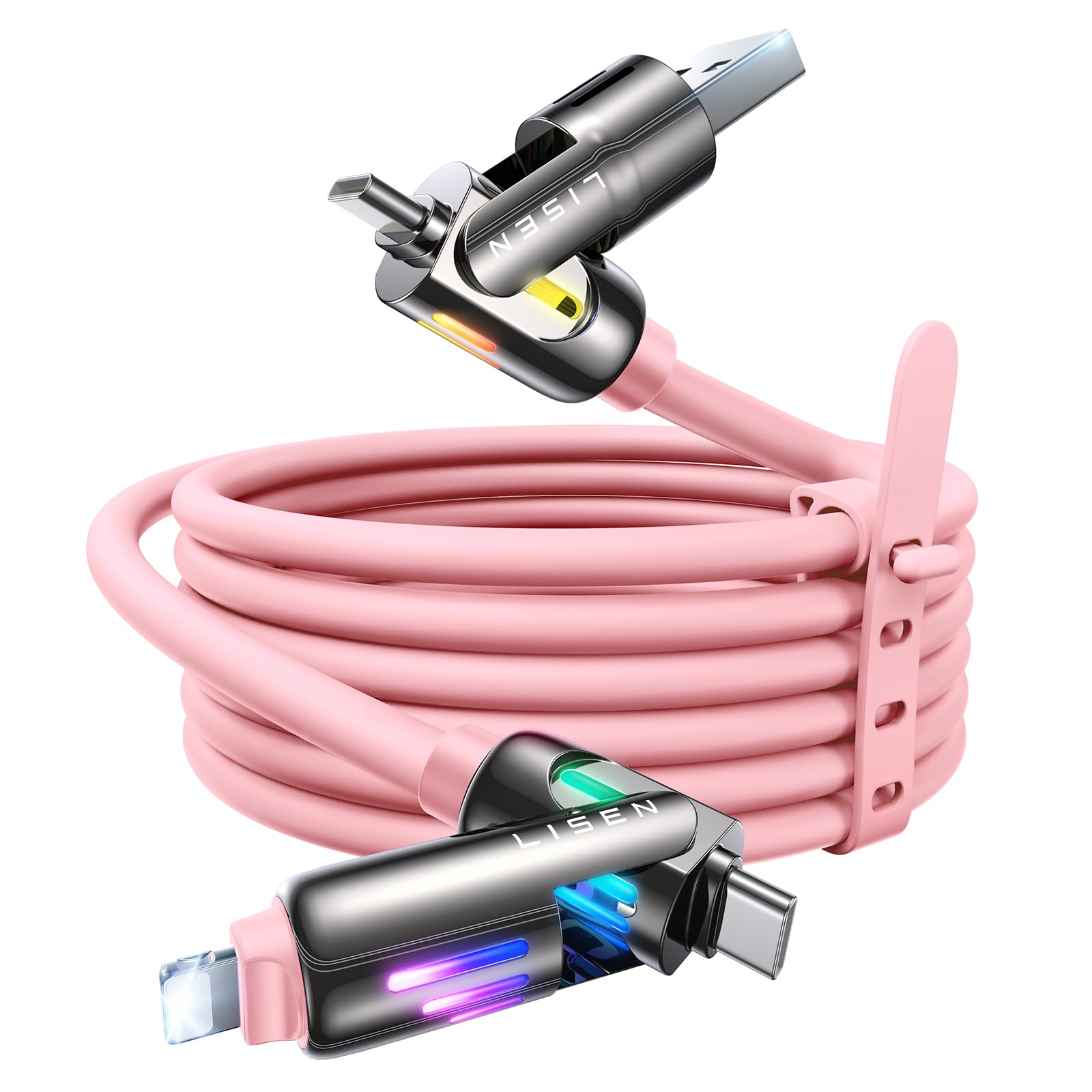 Foto 1 | Cable De Carga Lisen Rosa 240w Chubby Usb C 4 En 1 2m - Venta Internacional.