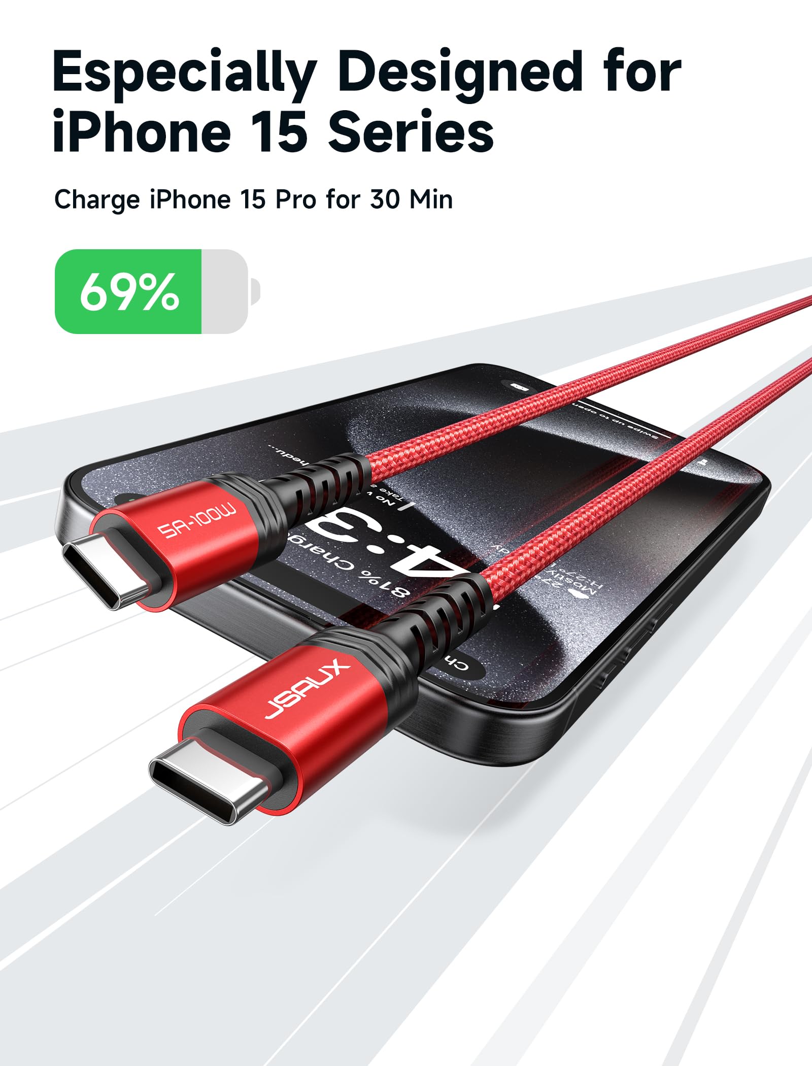 Foto 4 pulgar | Cable Usb C A Usb C Jsaux De 100 W  5 A  Carga Rápida De 10 Pies (paquete De 2) - Venta Internacional.