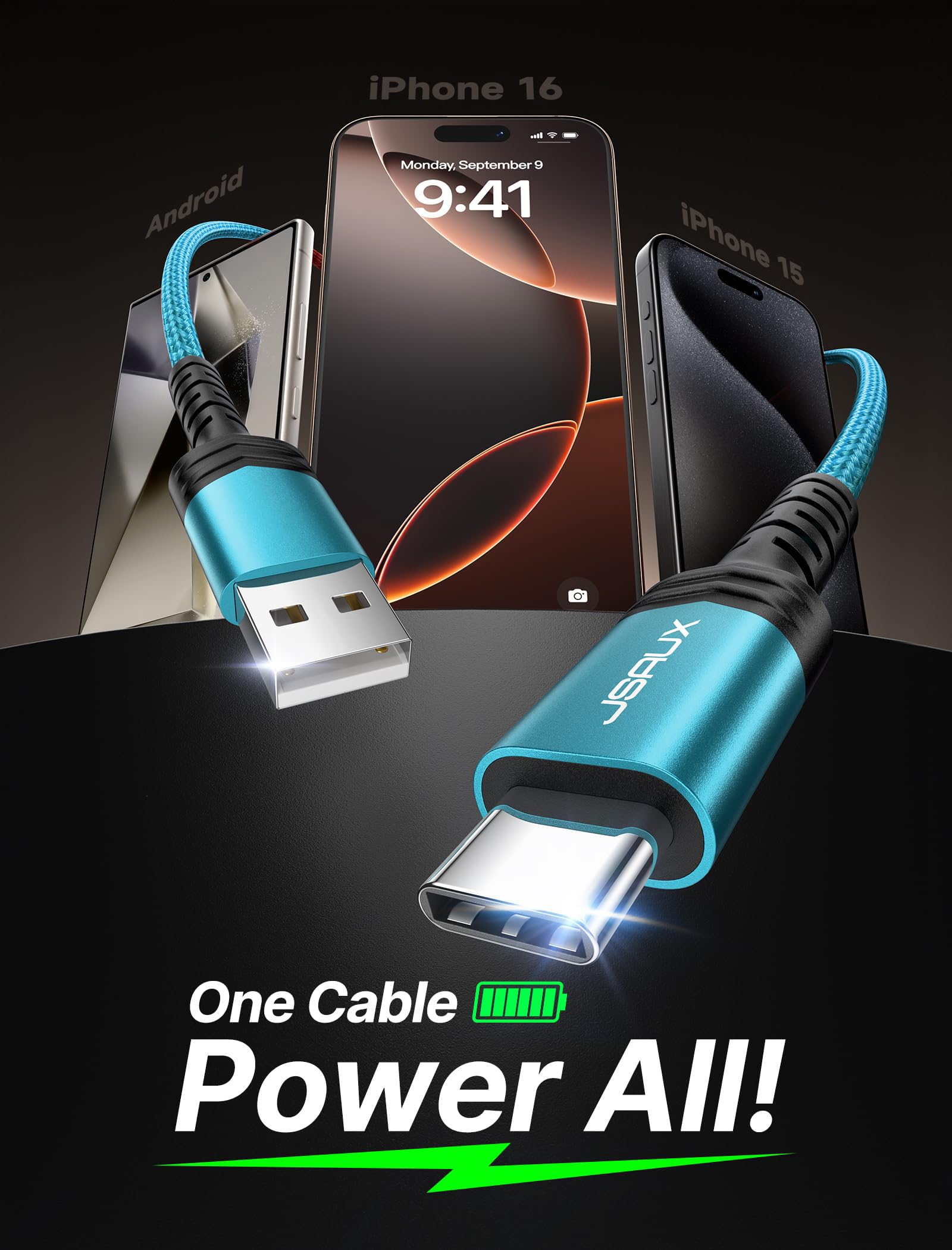 Foto 3 pulgar | Cable Usb C Jsaux De 10 Pies [paquete De 2]  Carga Rápida Usb A A Usb C 3.1 A. - Venta Internacional.