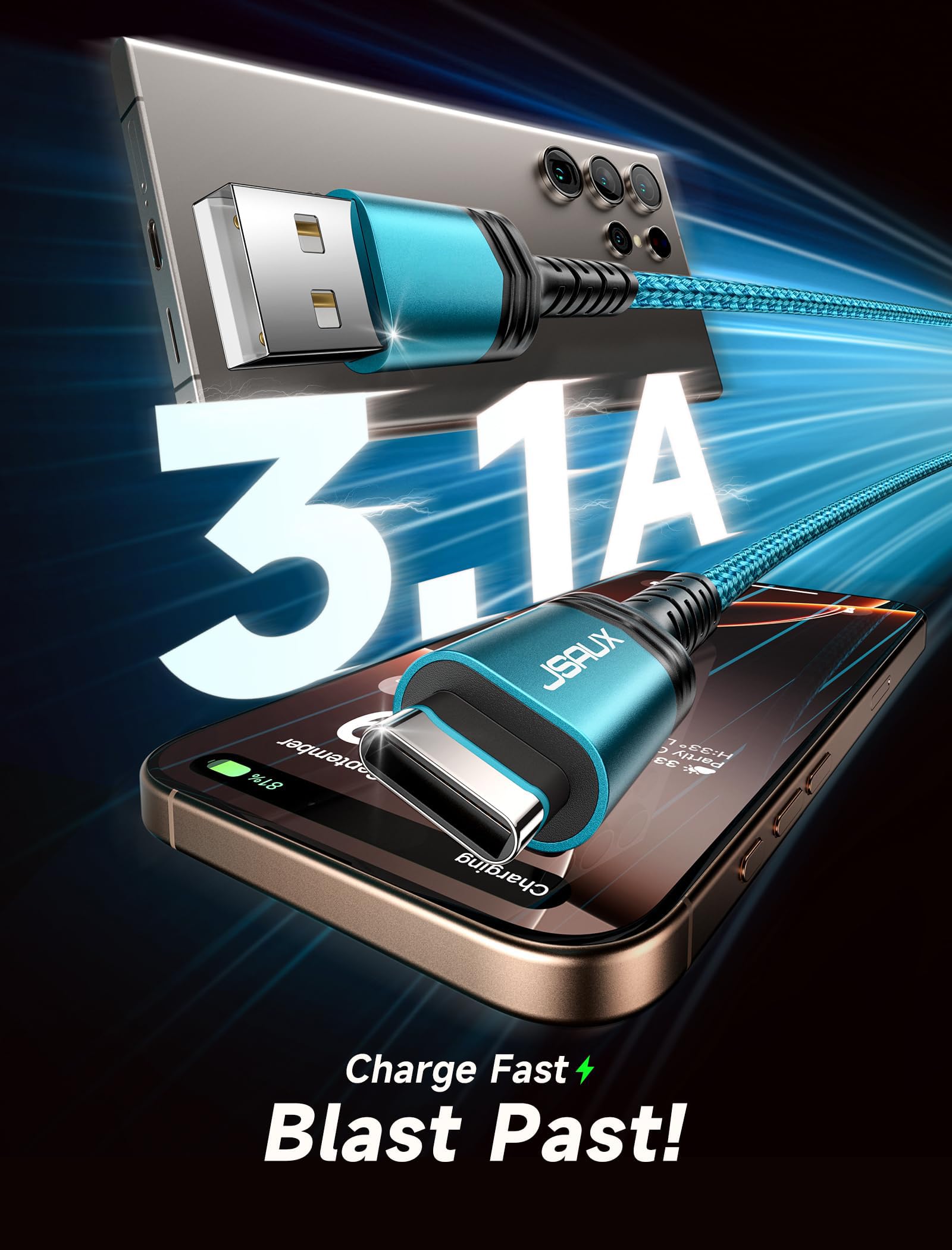 Foto 4 pulgar | Cable Usb C Jsaux De 10 Pies [paquete De 2]  Carga Rápida Usb A A Usb C 3.1 A. - Venta Internacional.