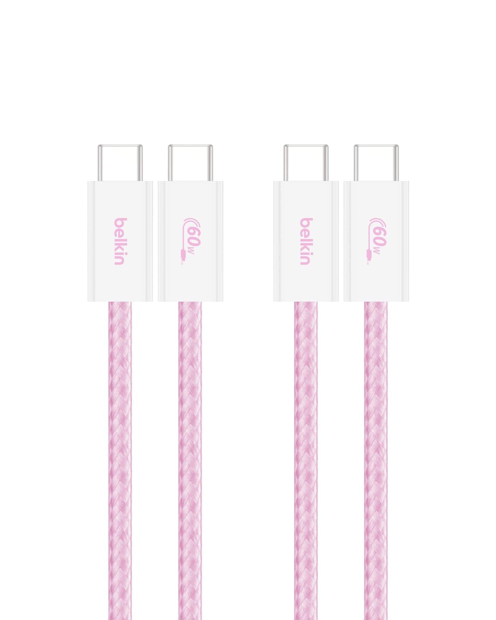 Cable Usb C A Usb C  Paquete De 2 Unidades  1 M  60 W  Color Rosa - Venta Internacional. $593