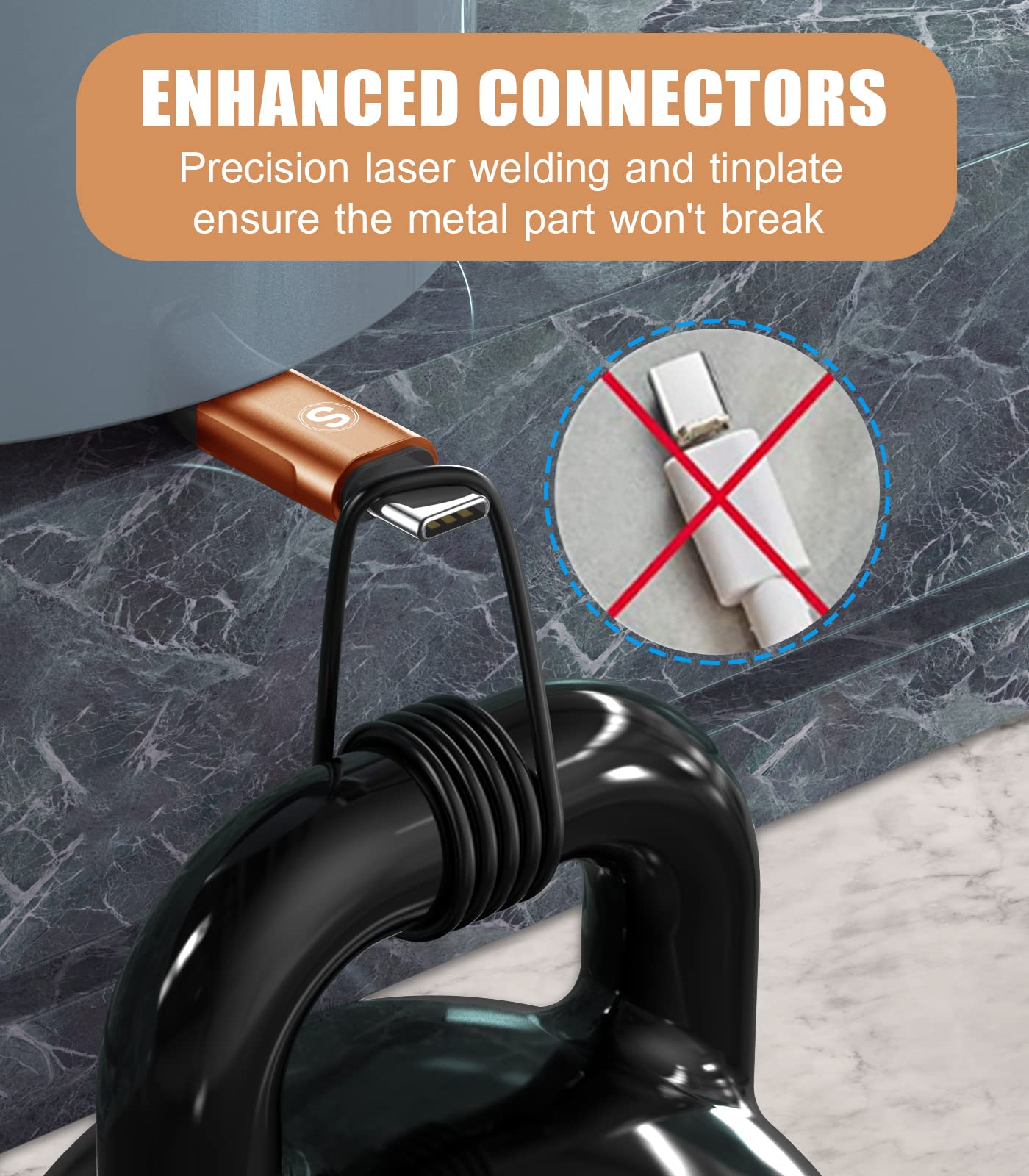 Foto 8 pulgar | Cable Usb Tipo C Sweguard Fast Charging 3.1 A [paquete De 2  3 M] Naranja - Venta Internacional.
