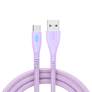 Foto 1 | Cable Tipo Usb A Tipo C Carga Rápida Indicador Led 1.2 M Color Lila