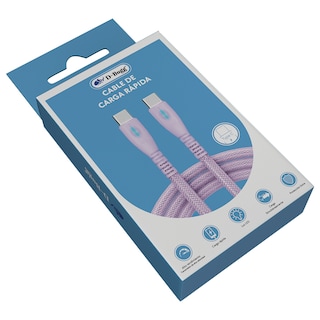 Foto 3 | Cable Tipo C A Tipo C Carga Rápida Indicador Led 1.2 M Color Lila