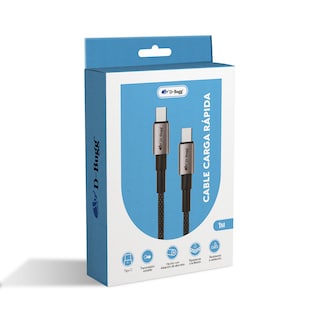 Foto 4 | Cable Trenzado Usb C A Usb C Carga Rápida 1m Negro