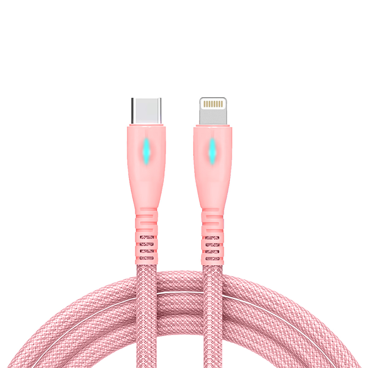 Foto 2 pulgar | Cable USB-C a Lightning D-Bugg Trenzado Carga Rápida Indicador Led Rosa