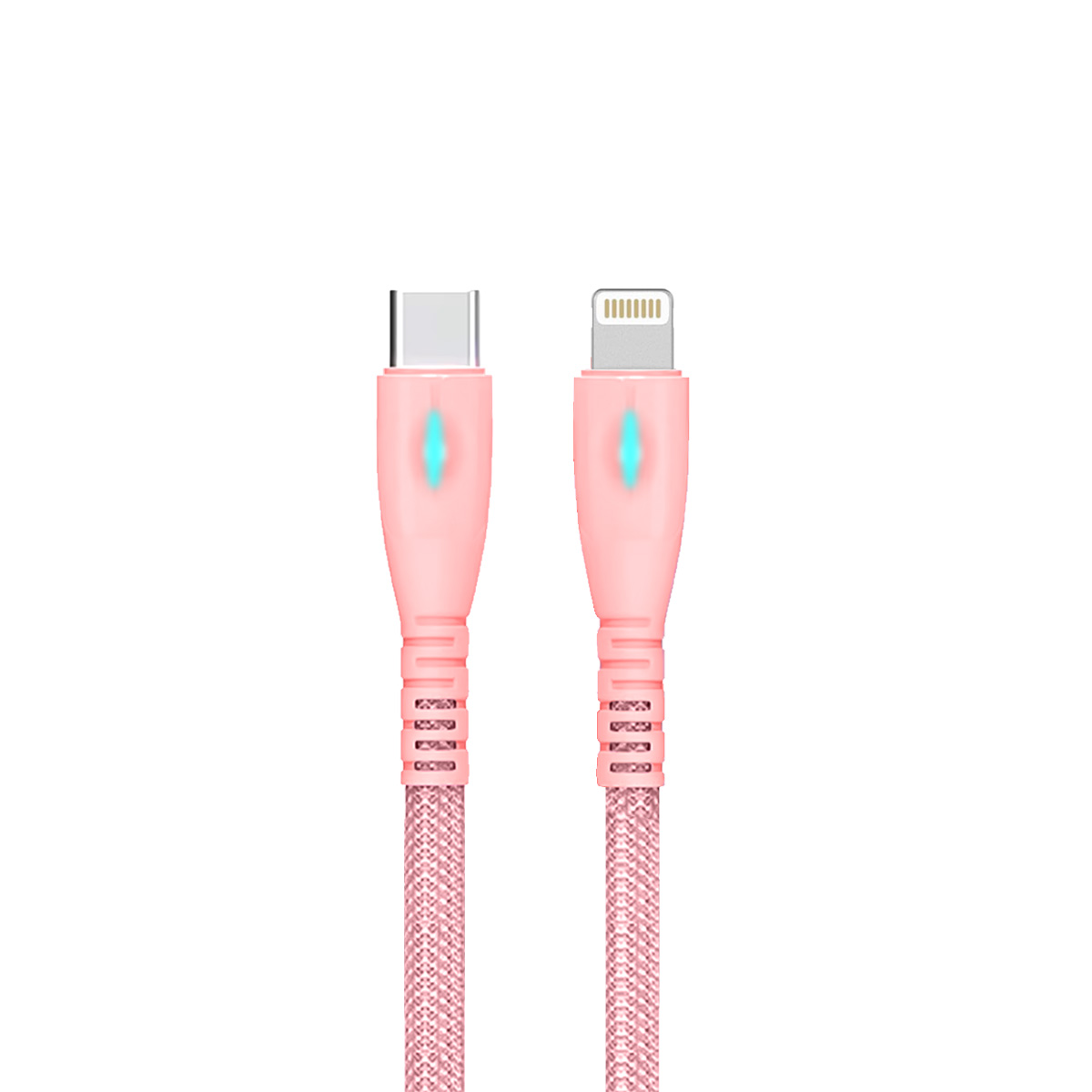 Foto 3 pulgar | Cable USB-C a Lightning D-Bugg Trenzado Carga Rápida Indicador Led Rosa