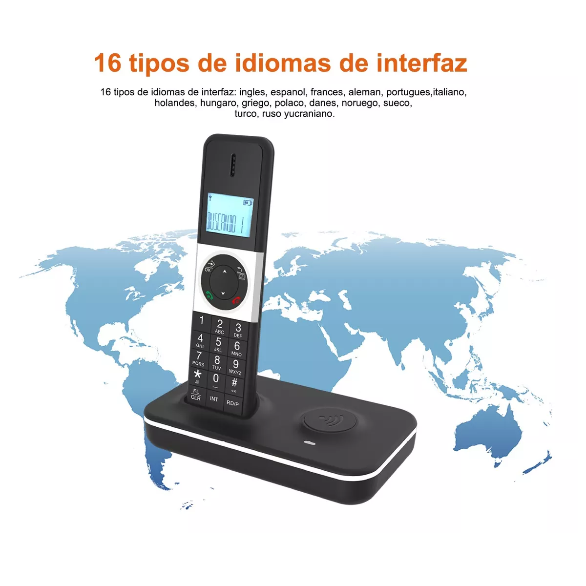 Foto 6 pulgar | Teléfono Fijo Inalámbrico Eo Safe Imports ESI-8566 color Negro con Contestador Automático