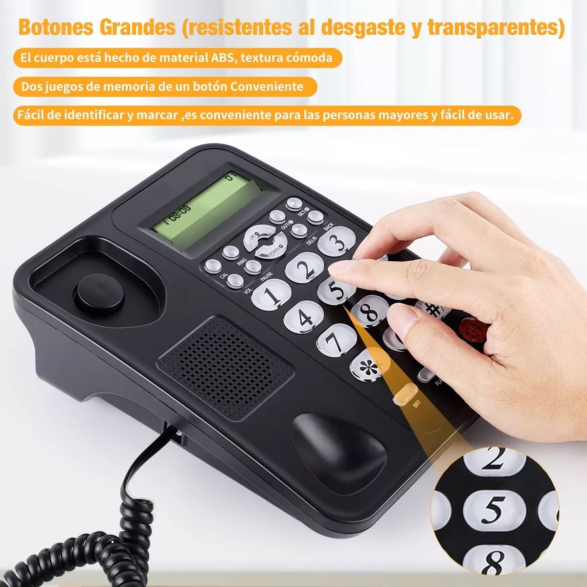 Foto 4 pulgar | Teléfono Fijo Alámbrico Eo Safe Imports ESI-8617 color Negro