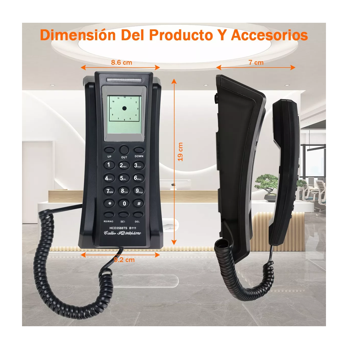 Foto 5 pulgar | Teléfono Fijo Colgar Pared Con Identificador De Llamadas Negro