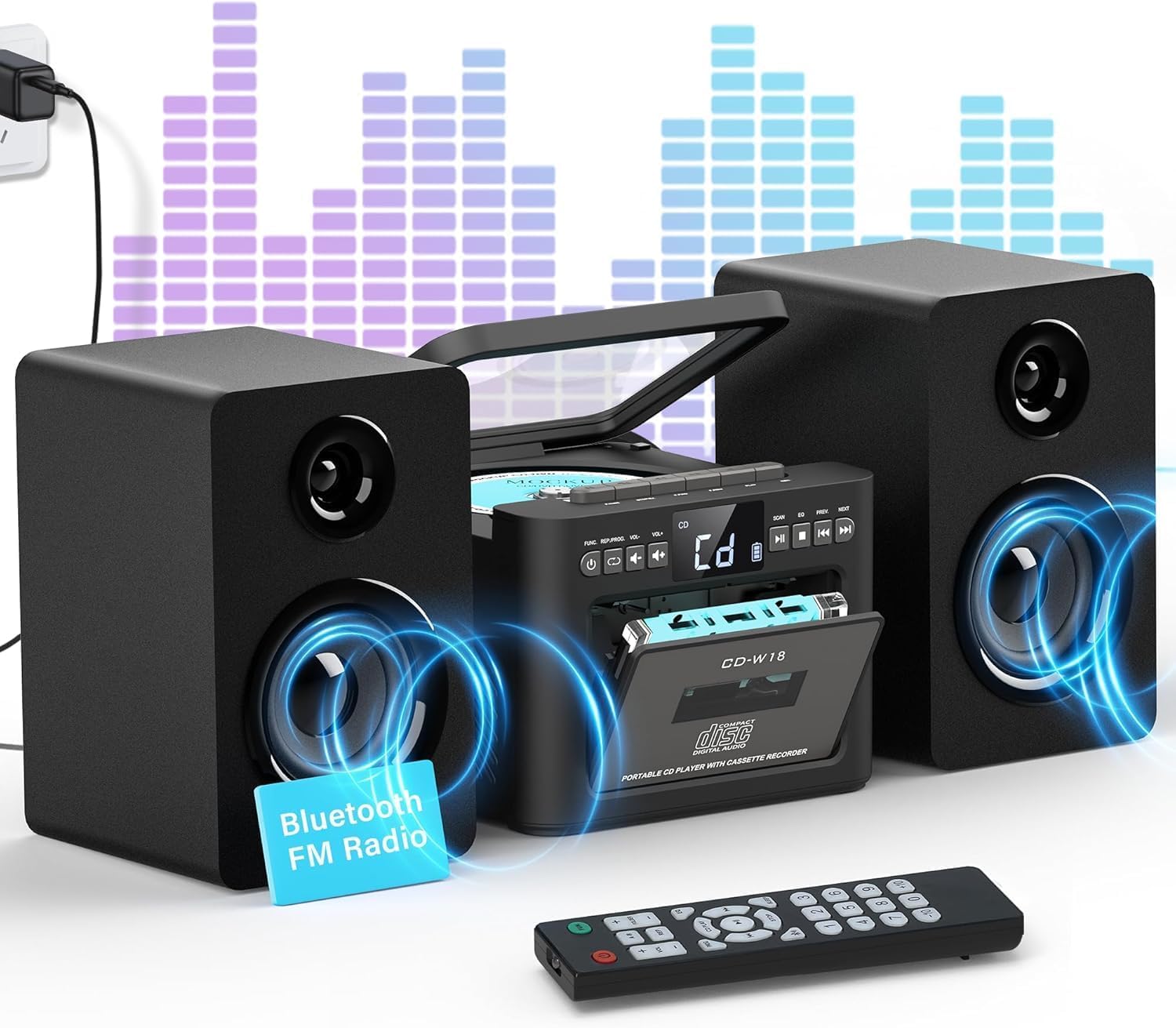 Foto 2 pulgar | Sistema Estéreo Greadio Con Reproductor De Cd/casetes Boombox De 40 W - Venta Internacional.