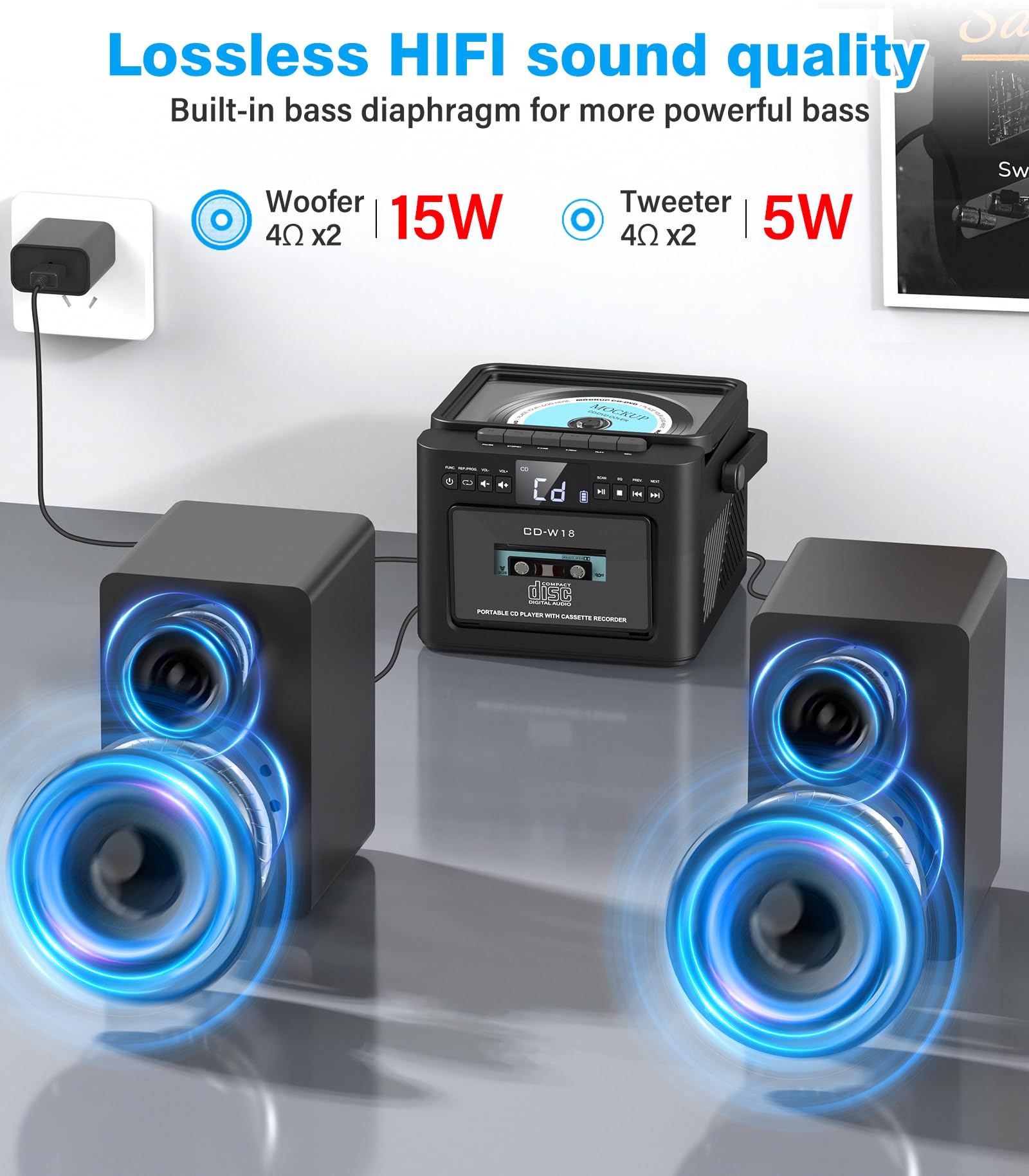 Foto 3 pulgar | Sistema Estéreo Greadio Con Reproductor De Cd/casetes Boombox De 40 W - Venta Internacional.