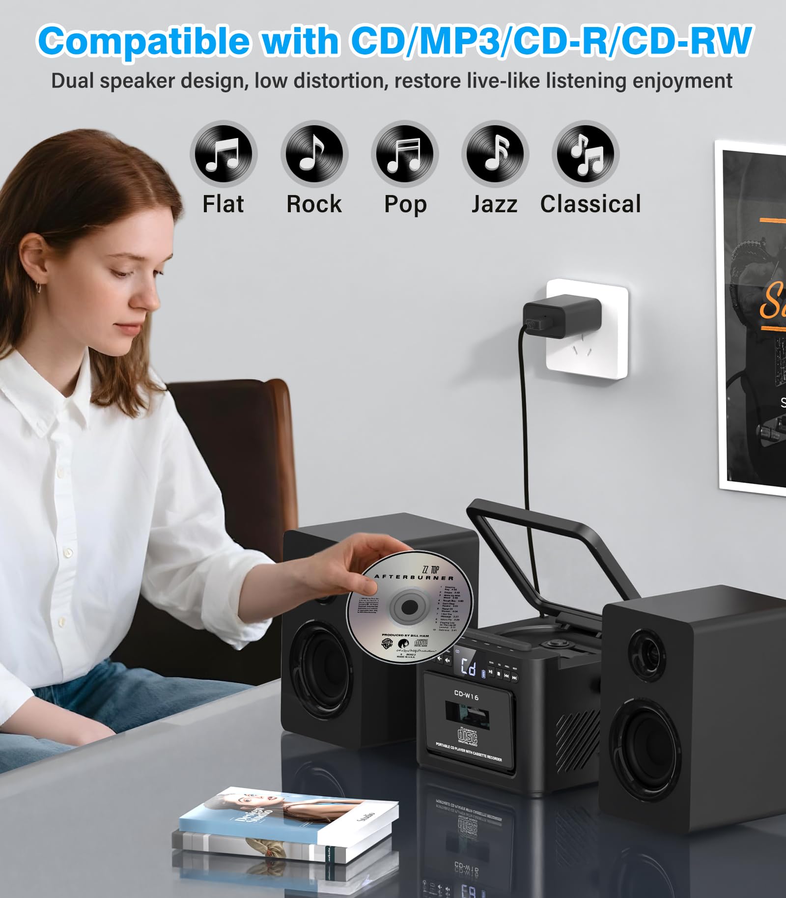 Foto 4 pulgar | Sistema Estéreo Greadio Con Reproductor De Cd/casetes Boombox De 40 W - Venta Internacional.