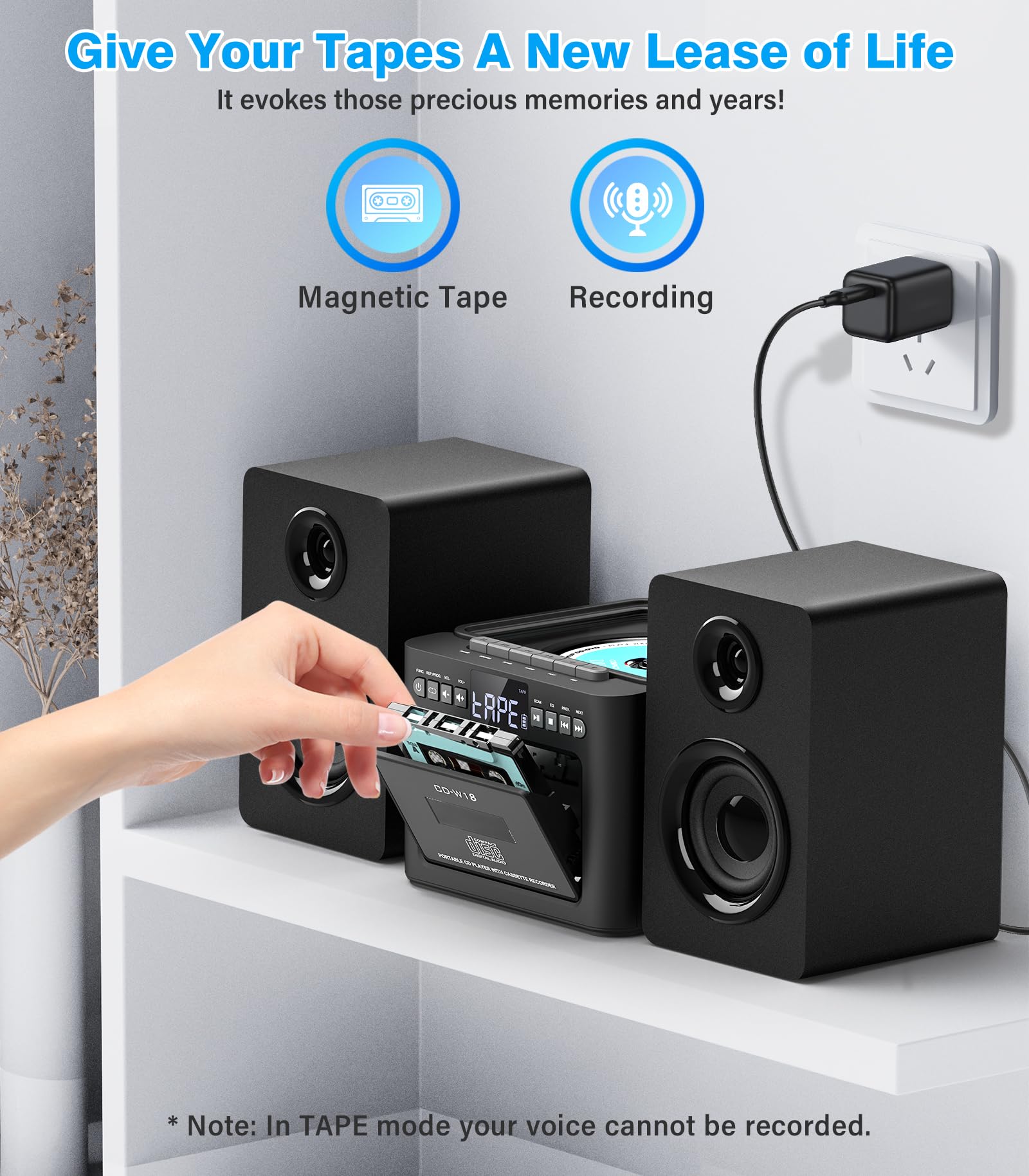 Foto 5 pulgar | Sistema Estéreo Greadio Con Reproductor De Cd/casetes Boombox De 40 W - Venta Internacional.