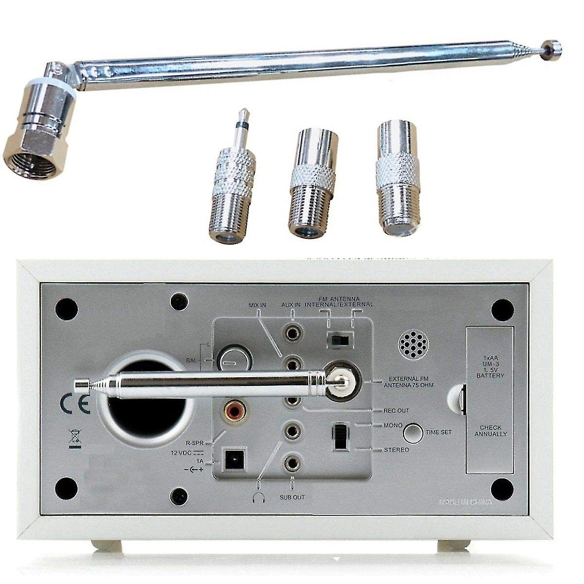 Foto 3 pulgar | Antena Huoguo Fm Radio Tipo F Telescópica Macho Con Adaptador - Venta Internacional.