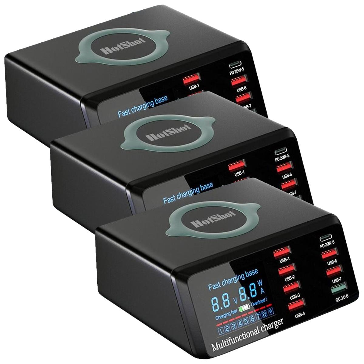 Cargadores USB de Carga Rápida Hot Shot Mxcgx-003 3 Piezas Negro $4,047