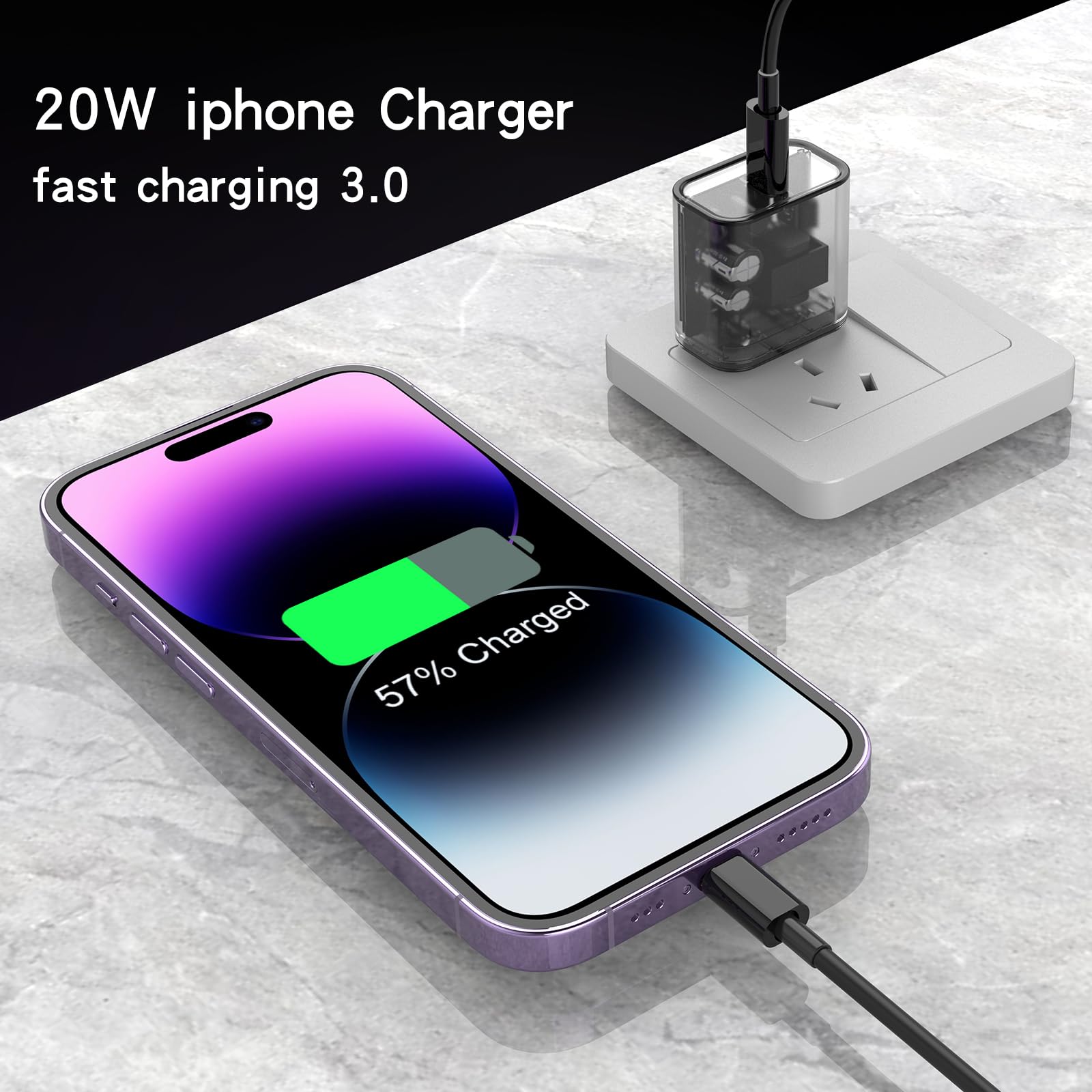 Foto 3 pulgar | Cargador Quzudn USB C de Pared 20 W + 3 Cables Tipo C a Lightning - Venta Internacional