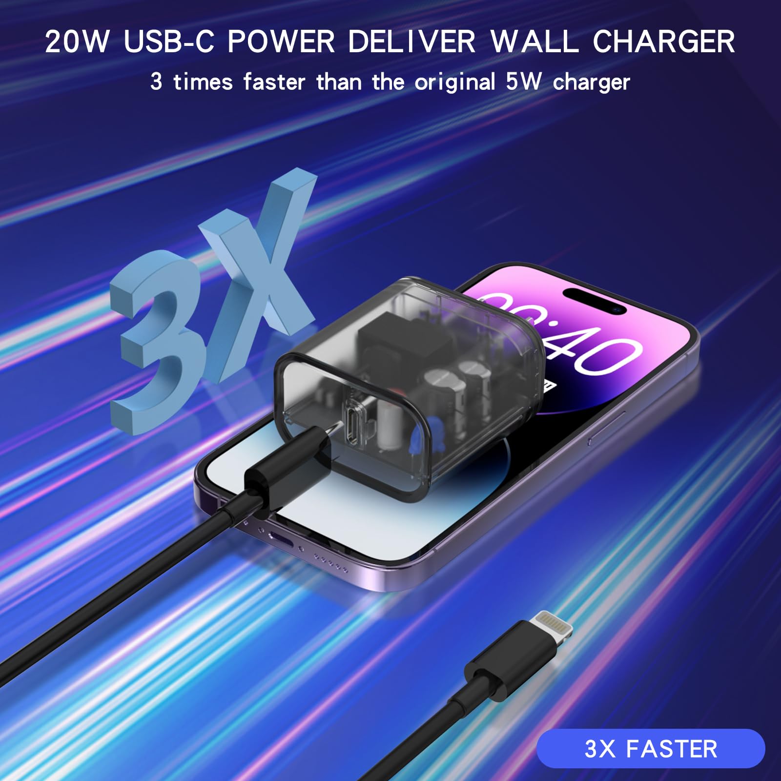 Foto 4 pulgar | Cargador Quzudn USB C de Pared 20 W + 3 Cables Tipo C a Lightning - Venta Internacional