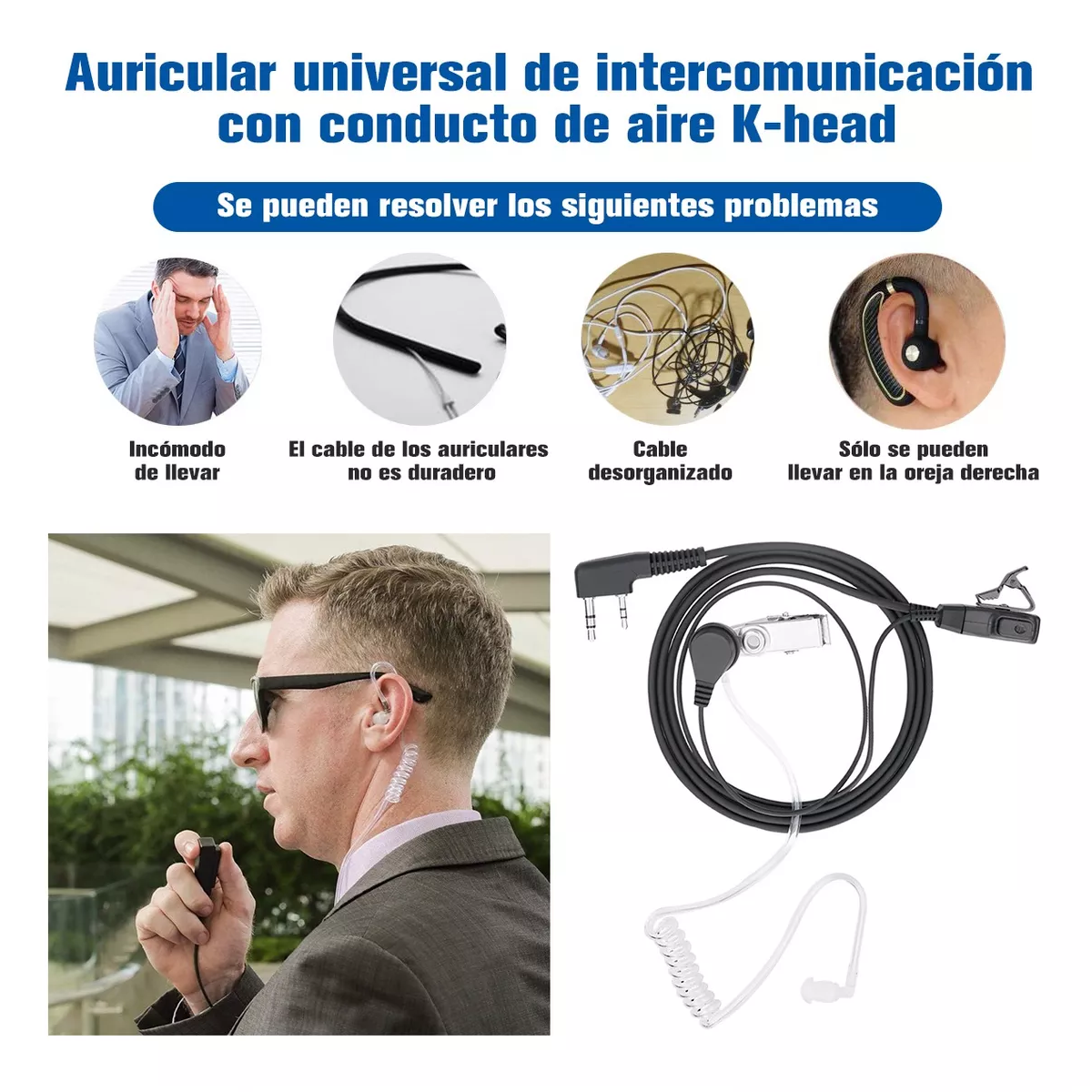 Foto 3 pulgar | Audífonos  Manos Libres para Baofeng Kenwood Linton Blancos 2 Piezas