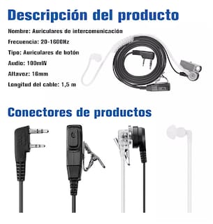 Foto 4 | Audífonos Manos Libres para Baofeng Kenwood Linton Blancos 2 Piezas
