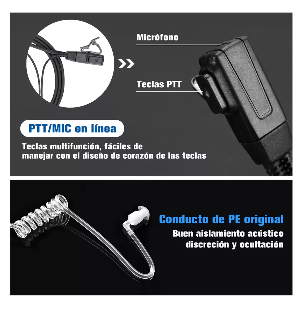 Foto 6 pulgar | Audífonos  Manos Libres para Baofeng Kenwood Linton Blancos 2 Piezas