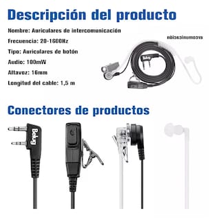 Foto 4 | Audífonos Manos Libres Para Baofeng Kenwood Linton 2 Pzs, Belug Blanco
