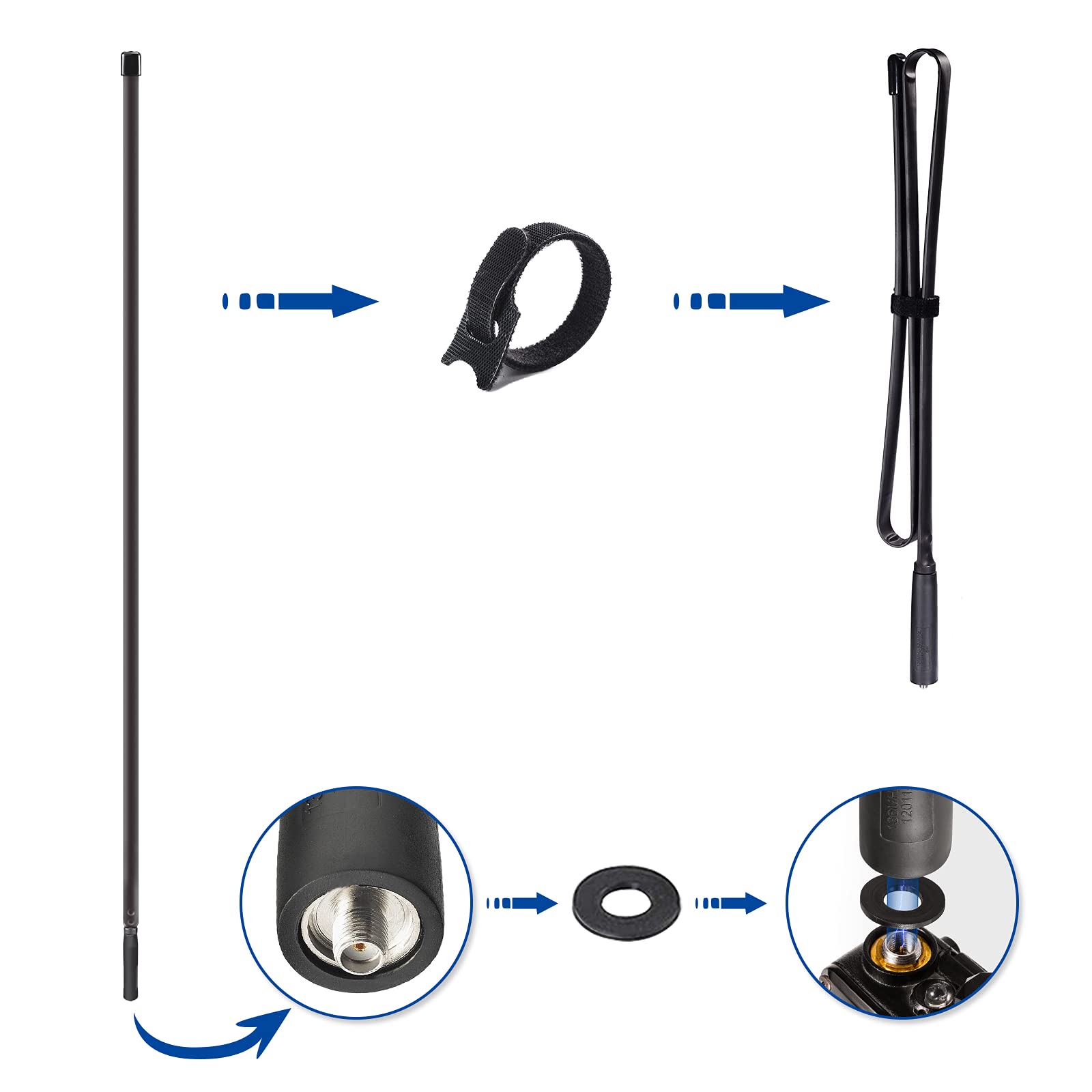 Foto 4 pulgar | Antena Ham Radio Bingfu De Doble Banda Vhf Uhf 136-520 Mhz 108 Cm - Venta Internacional.