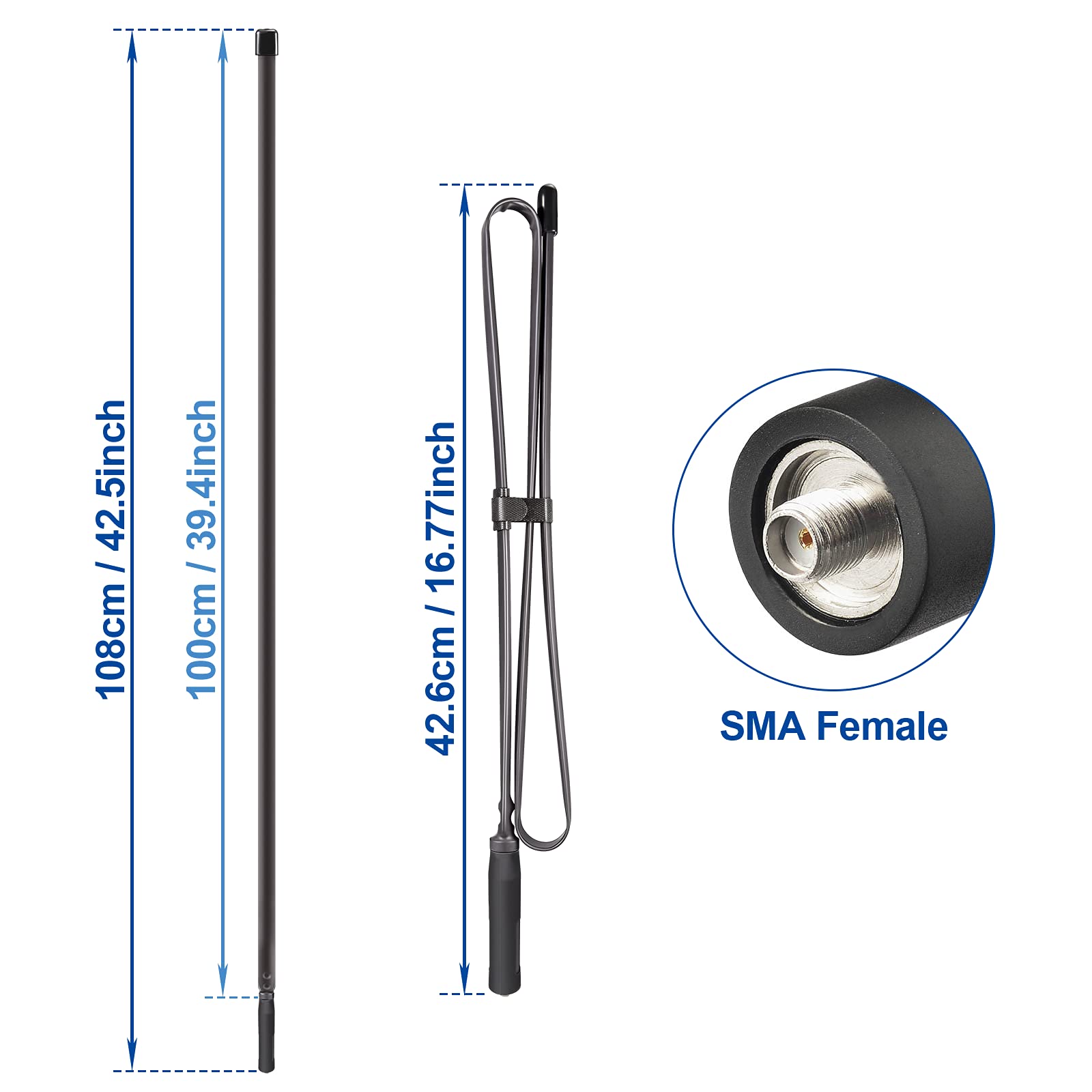 Foto 6 | Antena Ham Radio Bingfu De Doble Banda Vhf Uhf 136-520 Mhz 108 Cm - Venta Internacional.