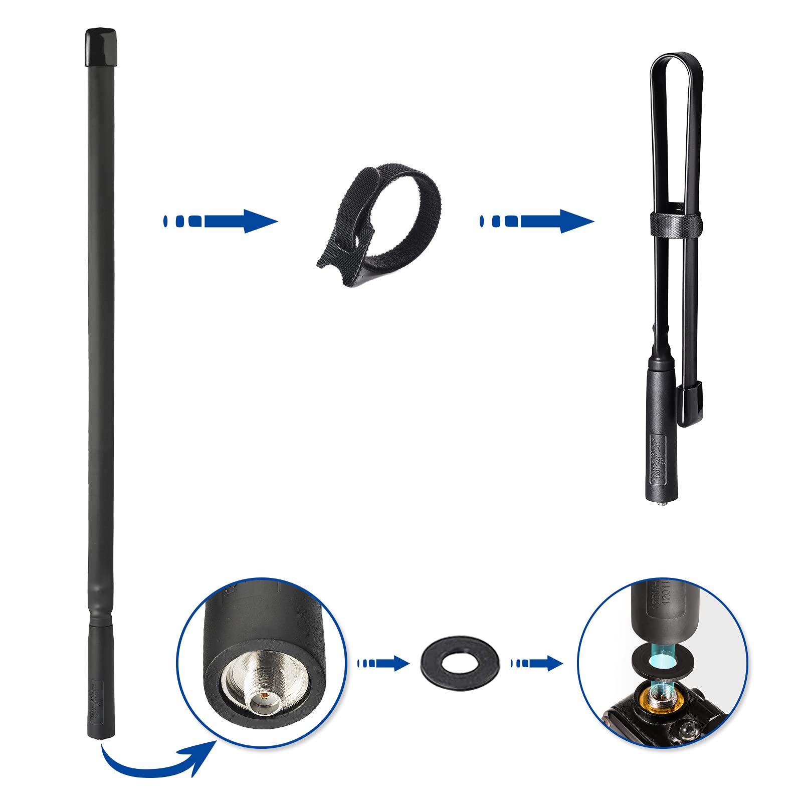 Foto 5 pulgar | Antena Bingfu Plegable Cs Táctica Vhf Uhf 136-520 Mhz 47 Cm - Venta Internacional.